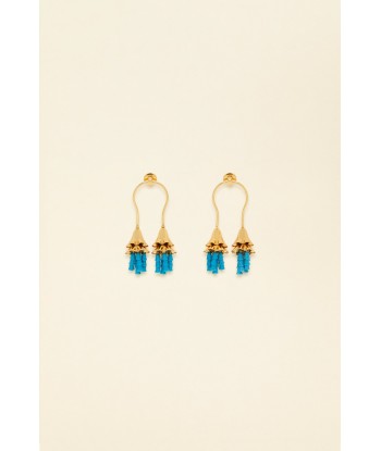 Double-drop earrings in gold-plated brass and pearls de technologie