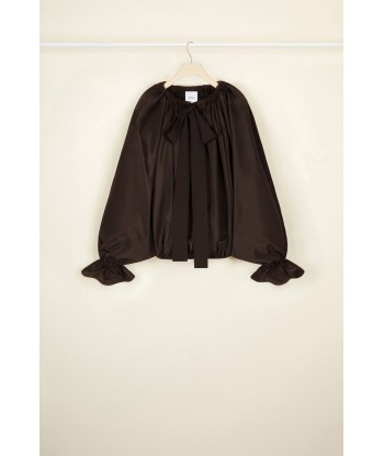 Drawstring puff sleeve top in eco-friendly faille JUSQU'A -70%! 