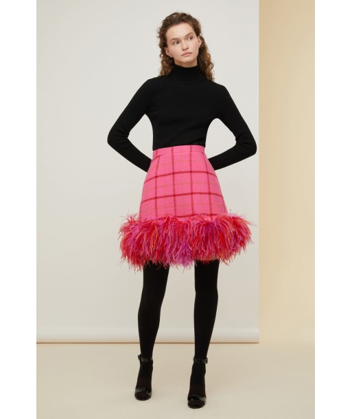 Feather hem checked wool mini skirt 2 - 3 jours ouvrés.