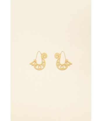 Asymmetrical cut-out hoop earrings in gold-plated brass acheter