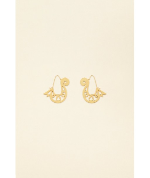 Asymmetrical cut-out hoop earrings in gold-plated brass acheter