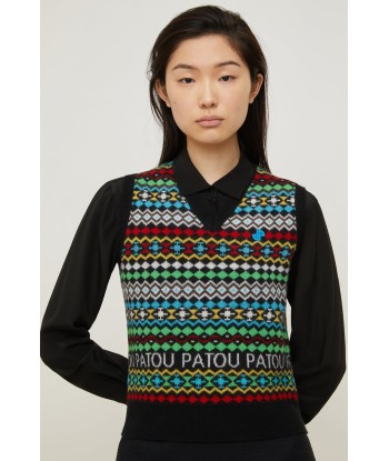 Patou jacquard vest in cashmere and wool Comparez et commandez 