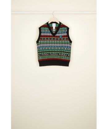 Patou jacquard vest in cashmere and wool Comparez et commandez 