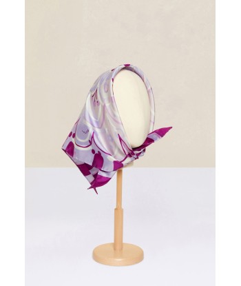 Floral print silk foulard brillant des détails fins