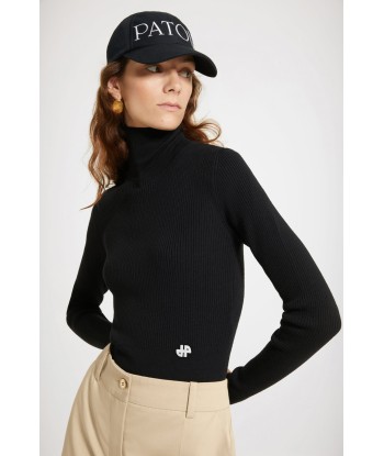 High neck rib knit jumper rembourrage situé sous