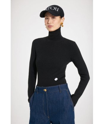 High neck rib knit jumper rembourrage situé sous