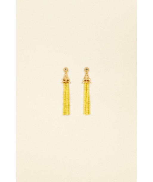 Pendant earrings in gold-plated brass and pearls de France