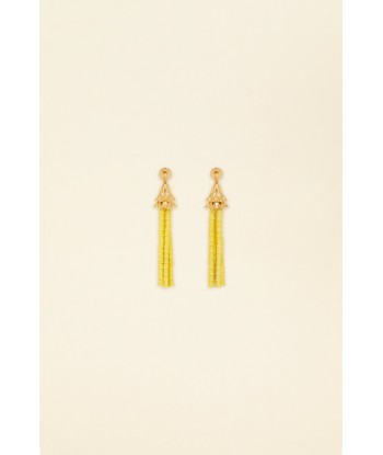 Pendant earrings in gold-plated brass and pearls de France