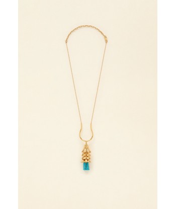 Pendant necklace in gold-plated brass and pearls est présent 