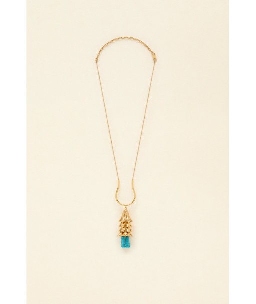 Pendant necklace in gold-plated brass and pearls est présent 