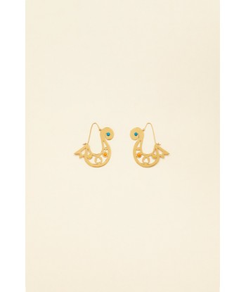 Asymmetrical cut-out hoop earrings in gold-plated brass and pearls Faites des économies