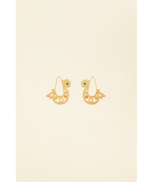 Asymmetrical cut-out hoop earrings in gold-plated brass and pearls Faites des économies