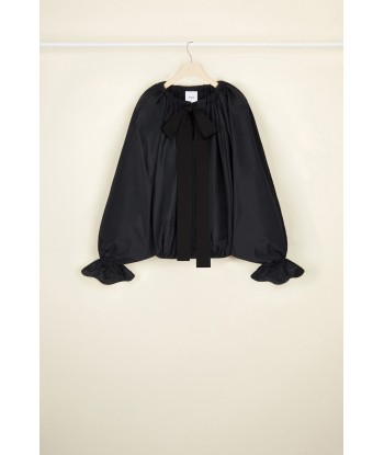 Drawstring puff sleeve top in eco-friendly faille Voir les baskets