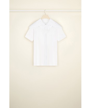 Embroidered collar organic cotton t-shirt soldes