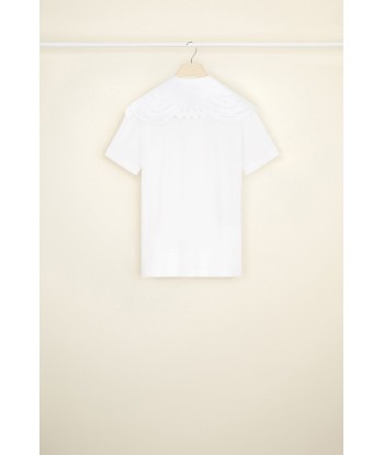 Embroidered collar organic cotton t-shirt soldes