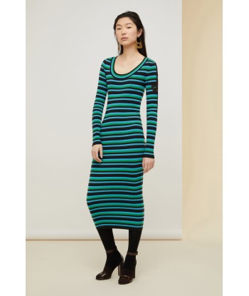 Striped rib knit midi dress store