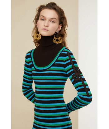 Striped rib knit midi dress store