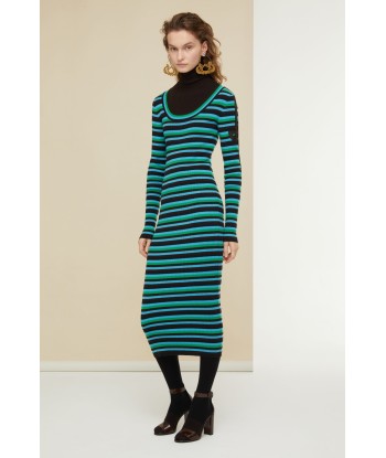 Striped rib knit midi dress store