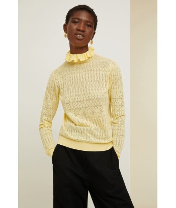 Ruffle collar open knit jumper in organic cotton shop