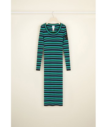 Striped rib knit midi dress store