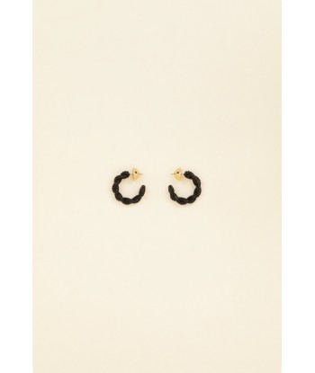 Chain Small Hoop Earrings - Black Fin de série