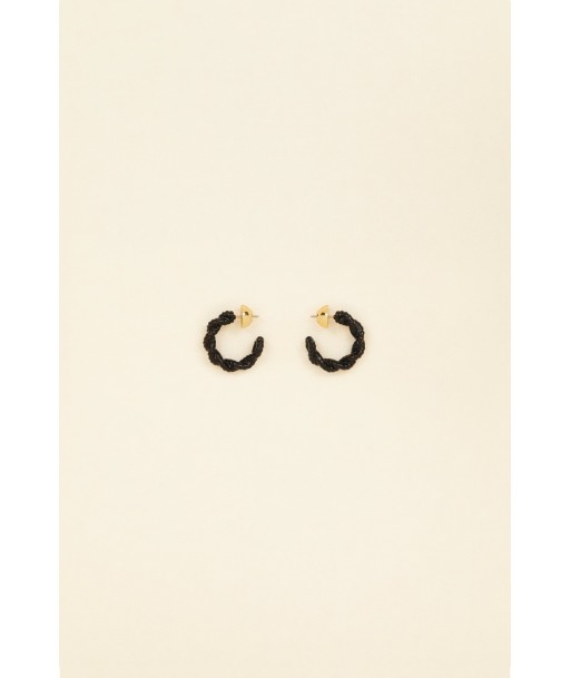 Chain Small Hoop Earrings - Black Fin de série