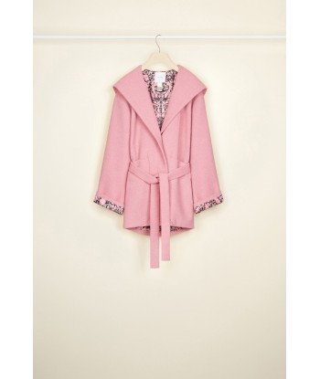 Belted robe coat in cotton blend bouclé la livraison gratuite