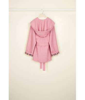 Belted robe coat in cotton blend bouclé la livraison gratuite