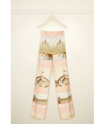 Long tailored trousers in printed organic cotton and wool Voir les baskets