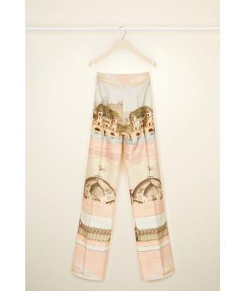 Long tailored trousers in printed organic cotton and wool Voir les baskets