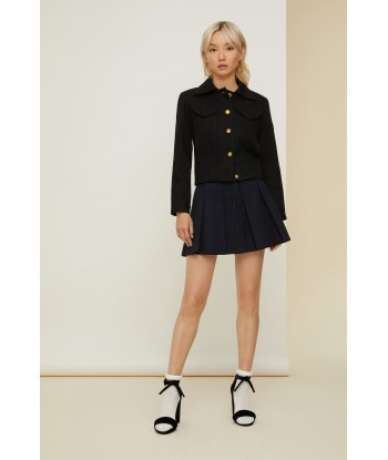 Belted pleated mini skirt in organic cotton Profitez des Offres !