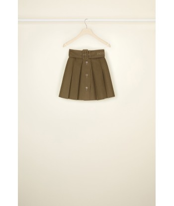 Belted pleated mini skirt in organic cotton shop