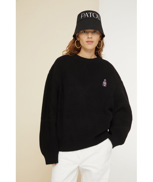 Fragrance patch jumper in eco-friendly wool and cotton meilleur choix