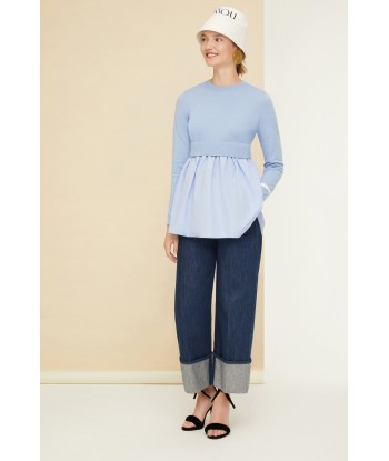 Mix Poplin Jumper - Sky Blue solde