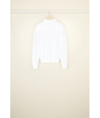 Ruffle collar open knit jumper in organic cotton pas chere