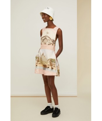 Pinafore mini dress in printed organic cotton and wool Le MVP de beaucoup