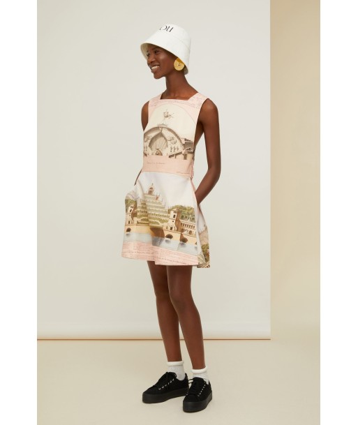 Pinafore mini dress in printed organic cotton and wool Le MVP de beaucoup