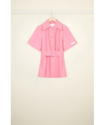 Belted short sleeve jacket in organic cotton and wool pas cher