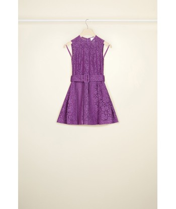 Pleated mini dress in eco lace pas cheres