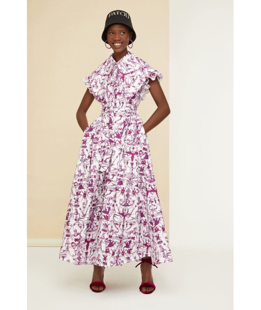 Ruffle sleeve maxi dress in printed organic cotton pour bénéficier 