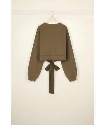 Cropped grosgrain sweatshirt in organic cotton l'achat 