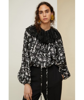 Lace collar top in printed eco-friendly satin vente chaude votre 