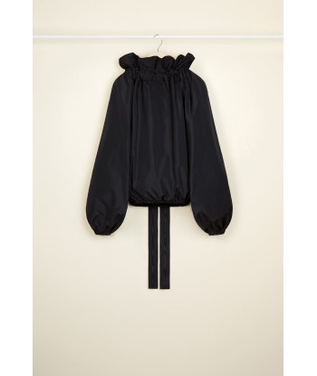 Drawstring collar top in eco-friendly faille chez Cornerstreet bien 