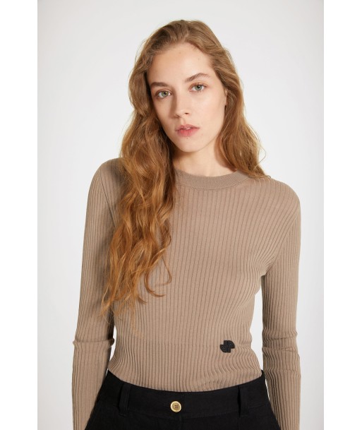 Fitted rib knit jumper in organic cotton Les êtres humains sont 