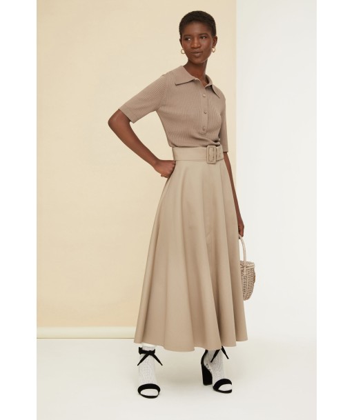 Belted maxi skirt in organic cotton de la marque