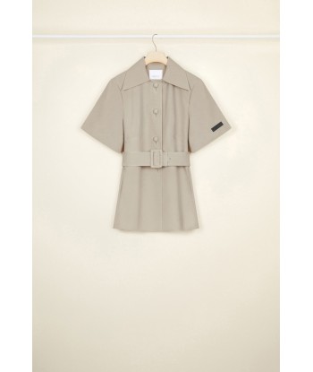 Belted short sleeve jacket in organic cotton and wool de votre