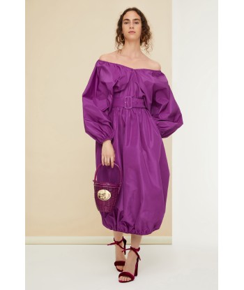 Belted maxi dress in eco-friendly faille Découvrez la collection