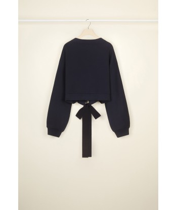 Cropped grosgrain sweatshirt in organic cotton Venez découvrir notre 