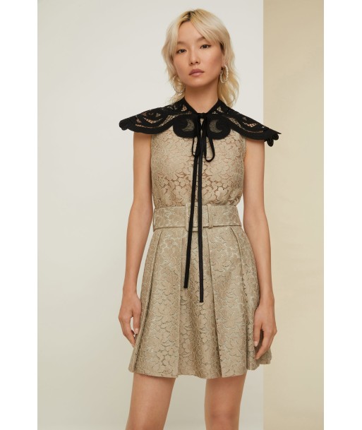 Pleated mini dress in eco lace paiement sécurisé