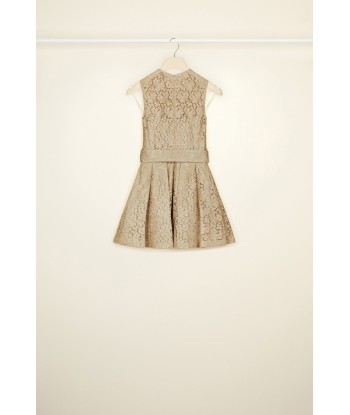 Pleated mini dress in eco lace paiement sécurisé